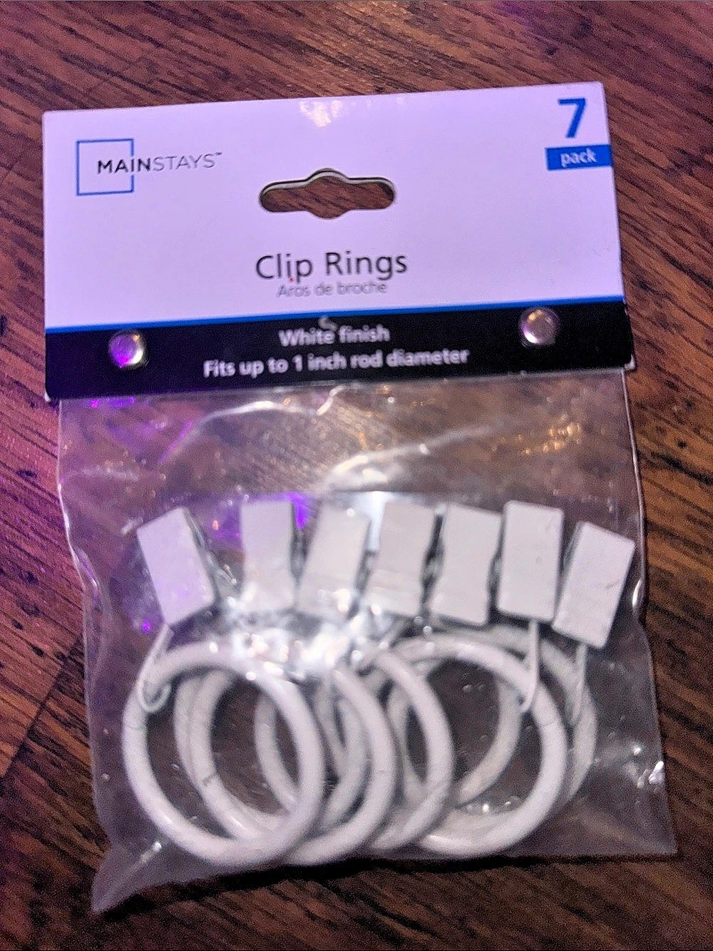 Mainstays Clip Rings for Curtain White Finish 7-Pack C2.Bk.CB